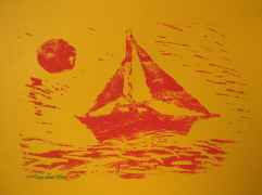 Segelschiff - gelber Hintergrund
